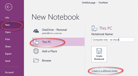 does the purchased version of onenote in office for mac allow saving to local disk