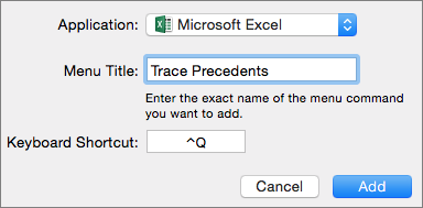 mac keyboard shortcuts for excel
